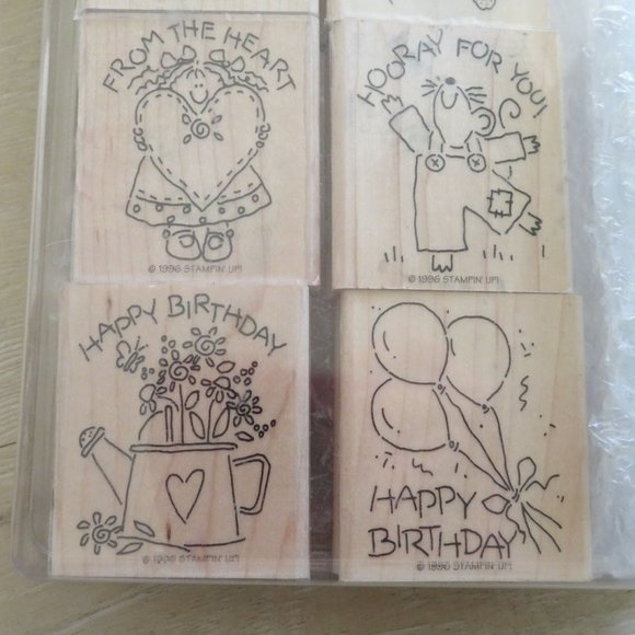 NEW Lot of 9 Rubber Stamp Vintage 1996 Stampin Up Wooden Stamps Craft Wood Notes - Picture 12 of 16